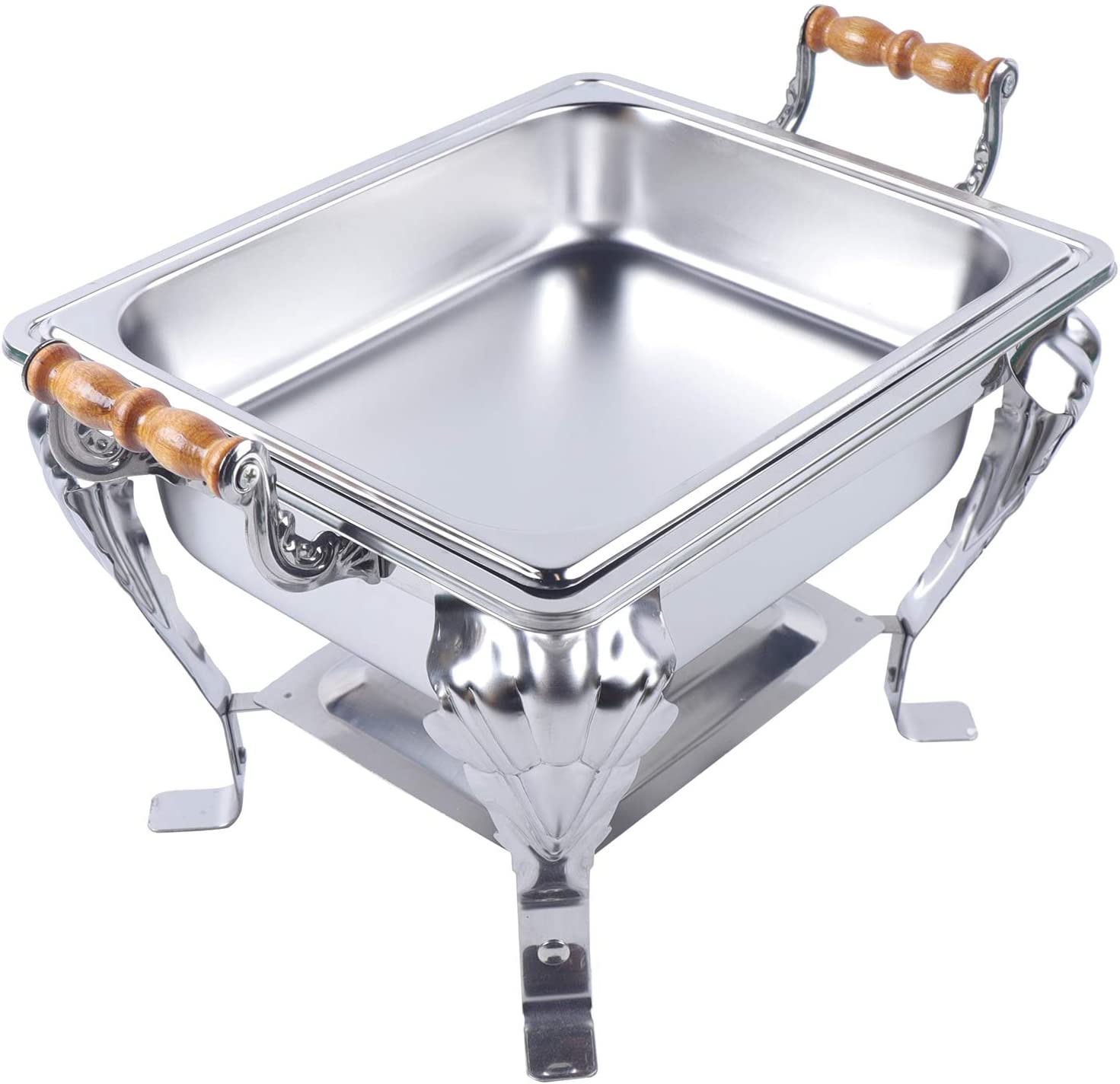 Miumaeov Stainless Steel Chafing Dish Buffet Set， Rectangular Food Insulation with Lid Silver， Food Warmer with Fuel Holder， Warming Container for Buffet Dining Party Wedding Banquet