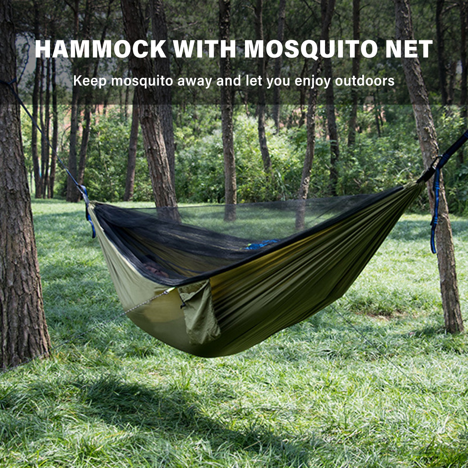 Tomfoto Outdoors Hammock with Mosquito Net 300kg Load Capacity Easy Installment Portable Hammock for Camping Picnic Outdoors