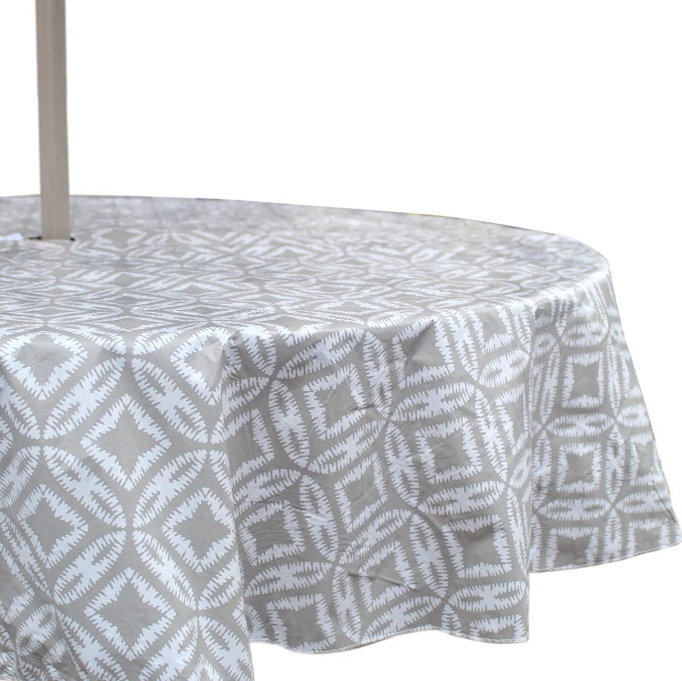 Elrene Summer Flannel Back Vinyl Tablecloths: Patio Table Umbrella Hole and Zipper Table Cover, 52" x 70" inch Rectangle