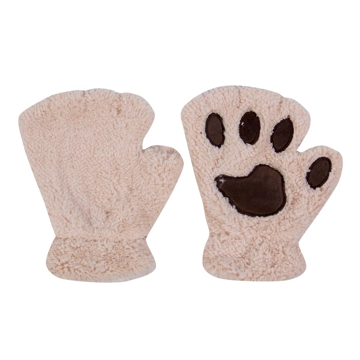 Lovely Fluffy Bear Cat Plush Gloves