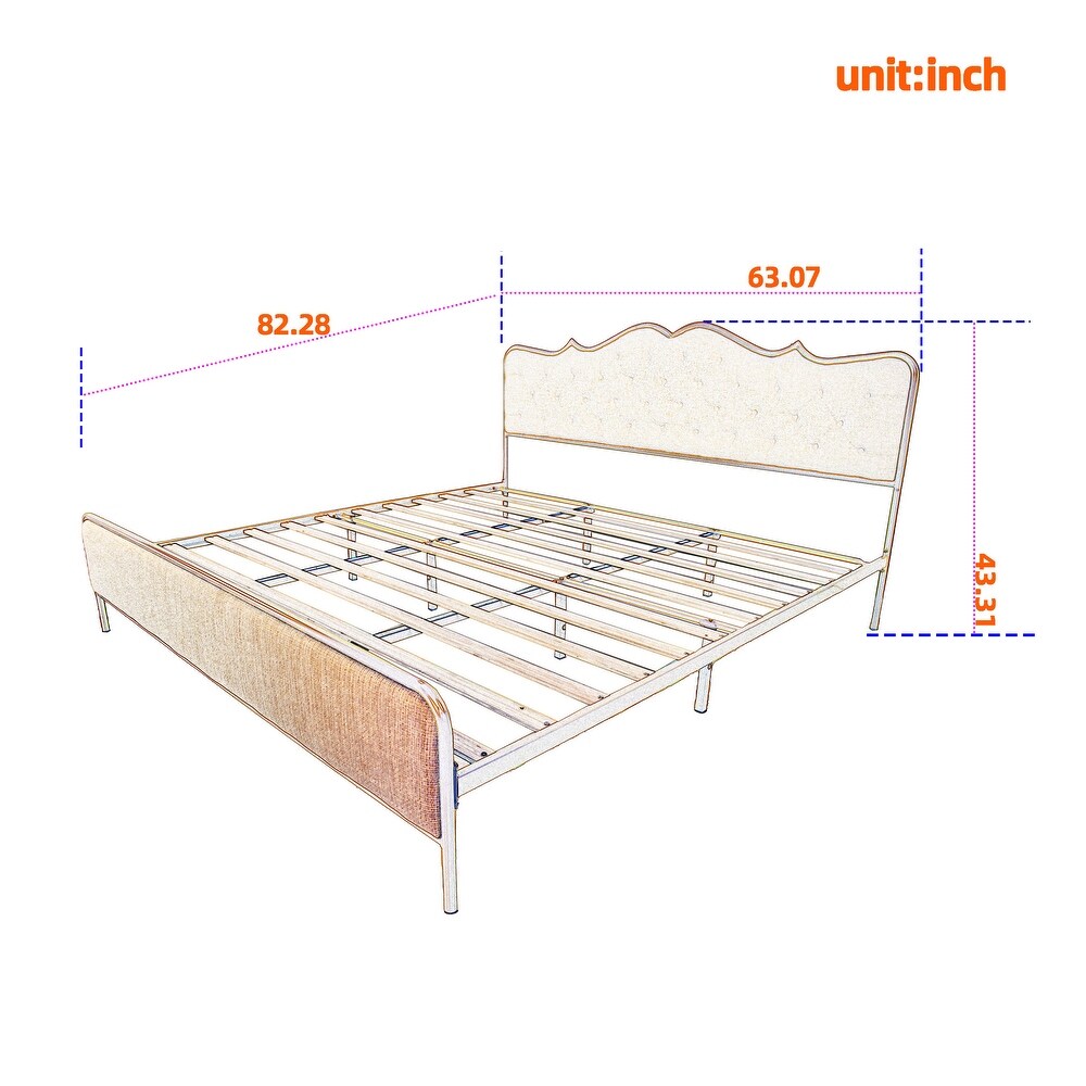 Buckle shaped backrest Platform Bed