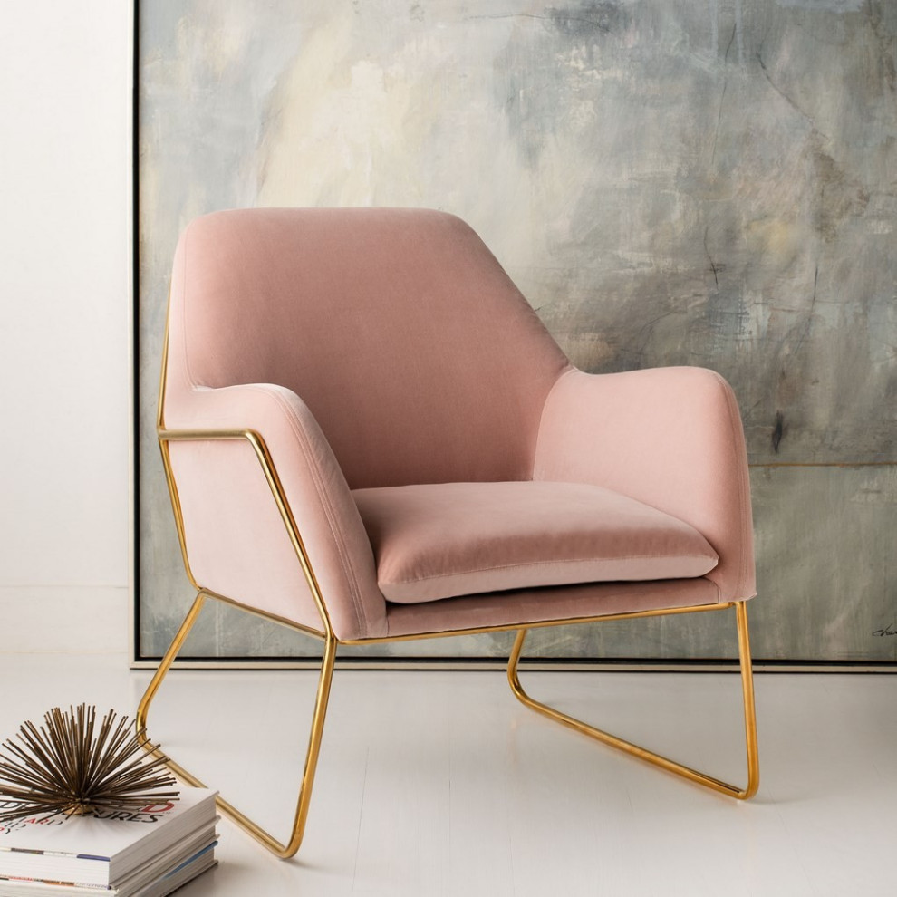 Chiara Metal Frame Accent Chair  Blush   Contemporary   Armchairs And Accent Chairs   by Rustic Home Furniture Deco  Houzz