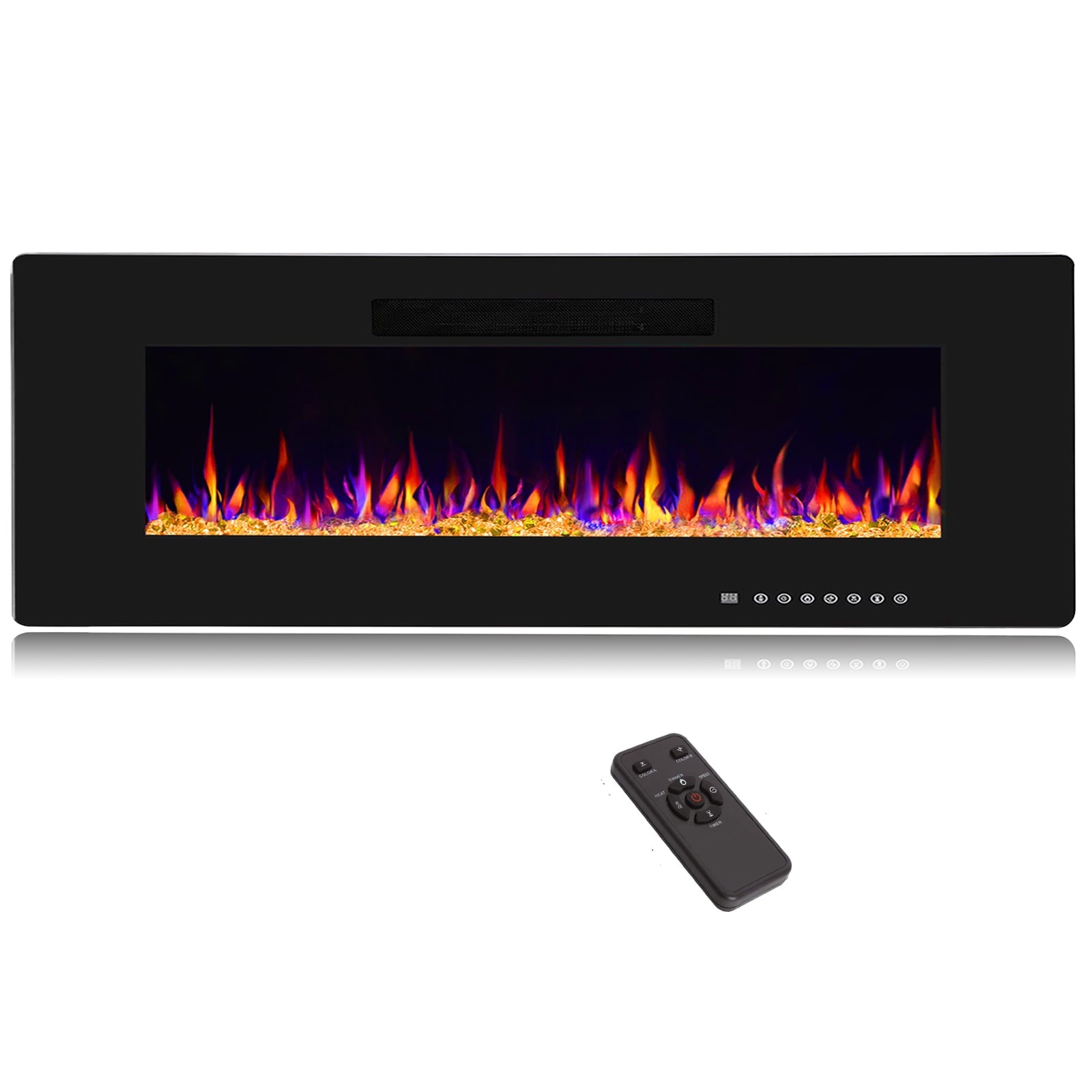 YUKOOL 68" Electric Fireplace Insert and Wall Mount, Touch Screen, Remote