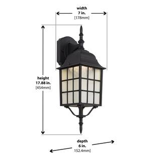 Hampton Bay Black LED Outdoor Wall Light Fixture with Textured Glass 4420-1BK-LED