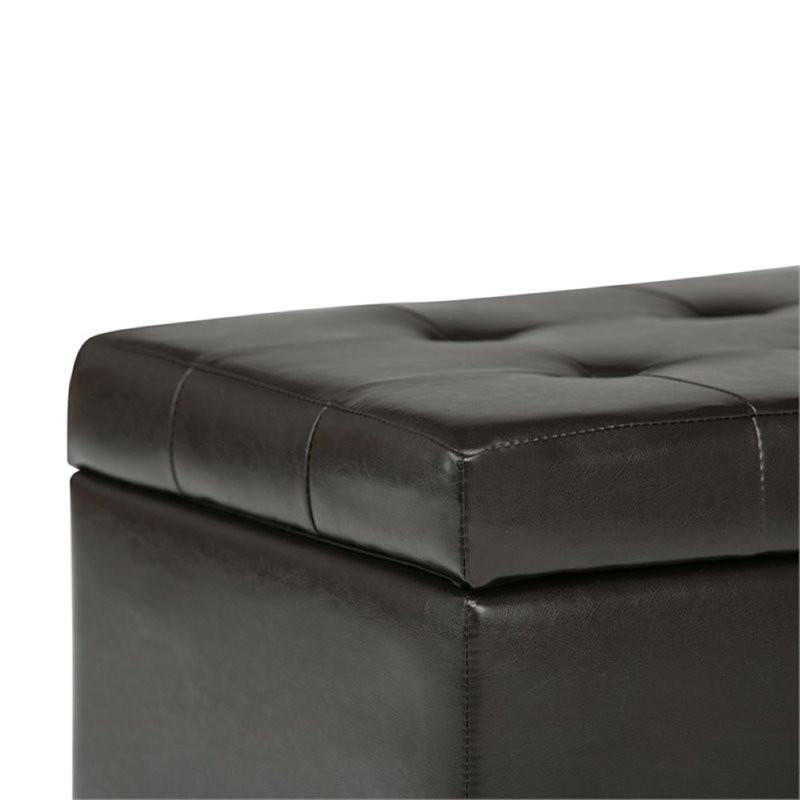 Cosmopolitan 34 in. W Rectangle Storage Ottoman in Midnight Black Faux Leather   Transitional   Footstools And Ottomans   by Homesquare  Houzz