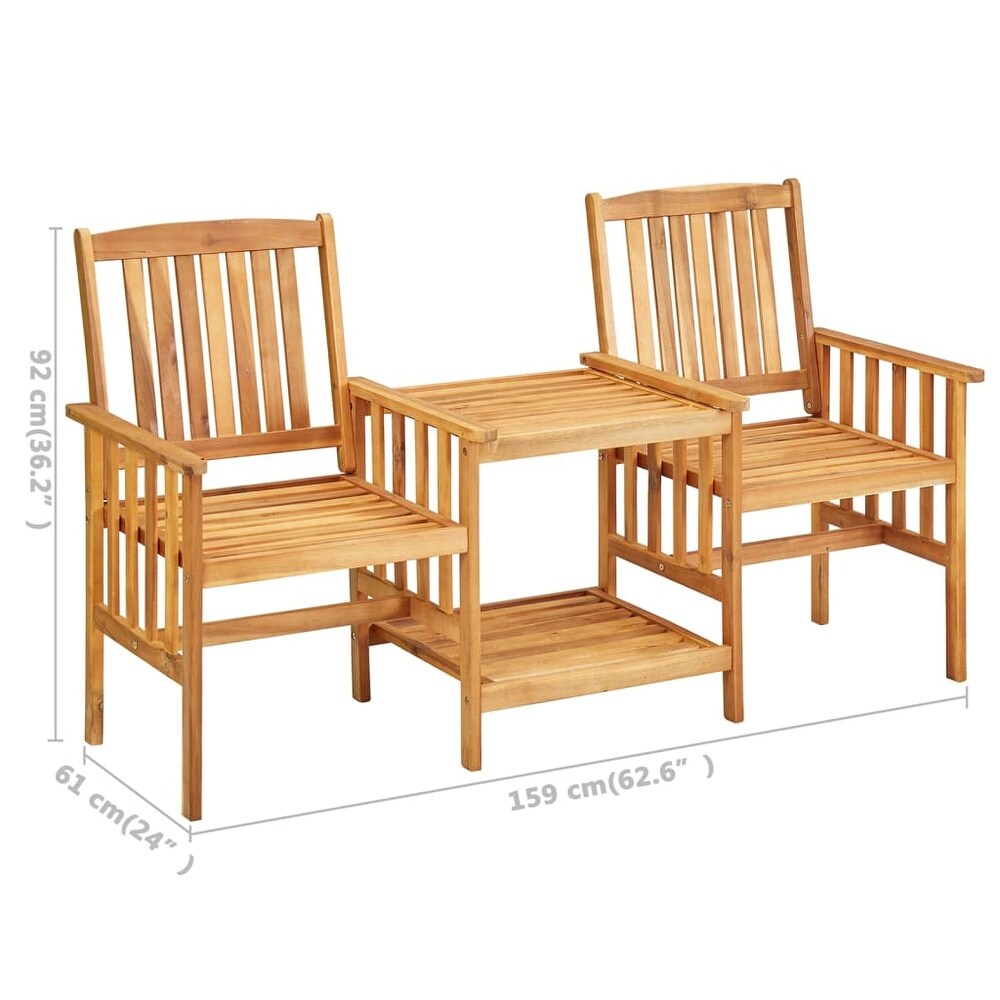 vidaXL Patio Bistro Set Table and Chairs Conversation Set Solid Acacia Wood   62.6\