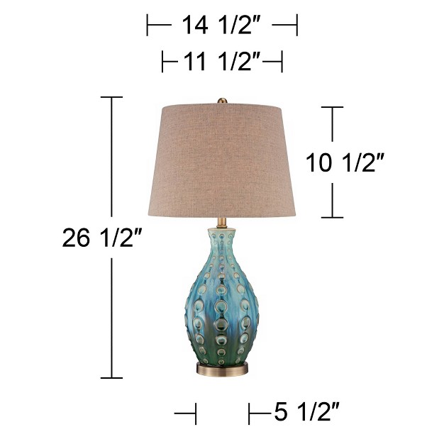 High Teal Handmade Tan Linen Tapered Drum Shade For Living Room Family Bedroom color May Vary