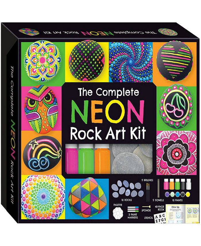 Craft Maker The Complete Neon Rock Art Kit DIY Rock Painting For Kids  Rocks  Brushes  Paint  Stencils included 19 Easy-To-Follow Projects - Arts And Craft For Kids