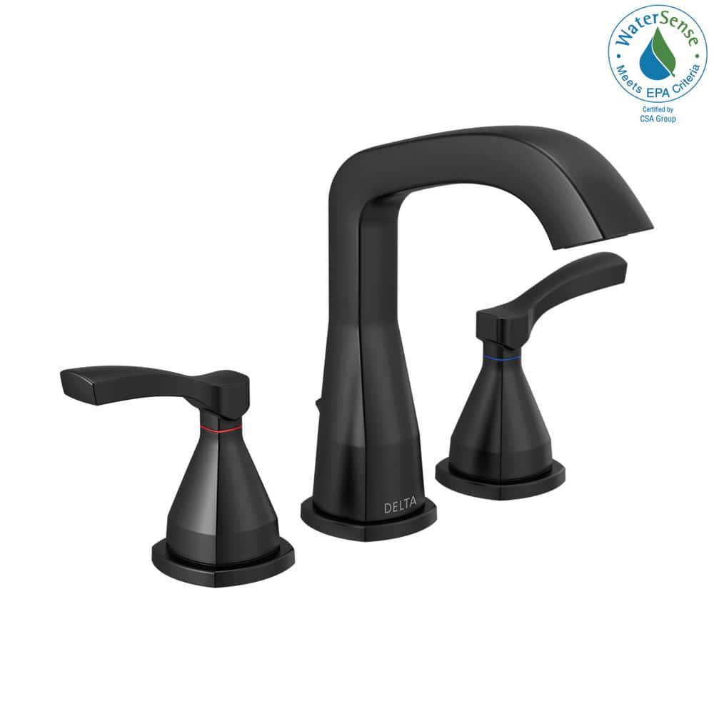 Delta Stryke 8 in Widespread 2Handle Bathroom Faucet in Matte Black