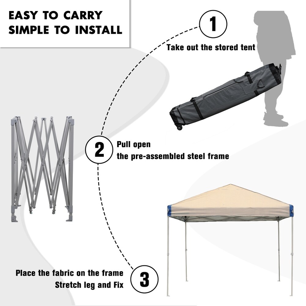 Aoodor 10 x 10 FT Pop Up Canopy Tent with Roller Bag  Portable Instant Shade Canopy for Camping  Party and Other Outdoor Events