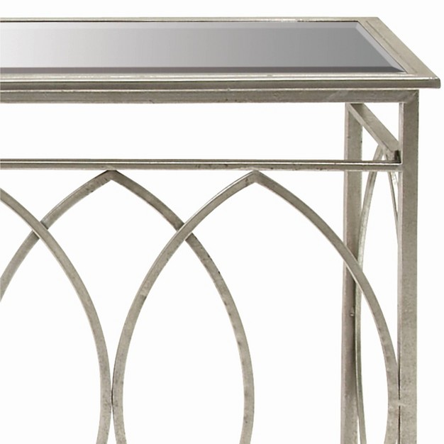 Metal And Mirror Trellis Design Front And Sides Console Table Silver Olivia amp May