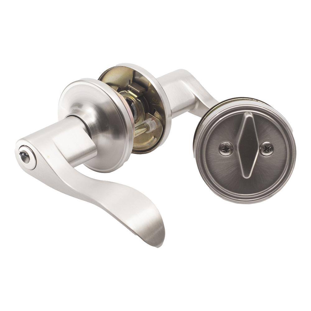 DELANEY HARDWARE 5-Bennett Satin Nickel Entry Door Handles and 5-Satin Nickel Single Cylinder Deadbolt All Keyed Alike BN3001R-PP