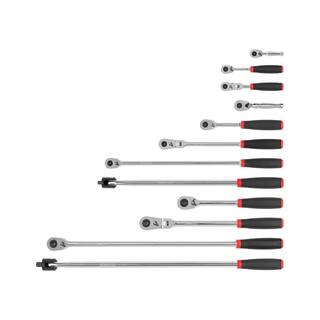 TEKTON 14 in. 38 in. 12 in. Drive Quick-Release Comfort Grip Ratchet and Breaker Bar Set (12-Piece) SDR99005