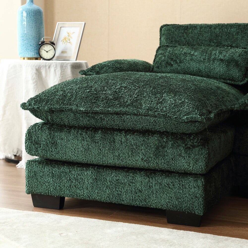 Emerald Modern Large U Shape Sectional Sofa with Throw Pillows and Cushions