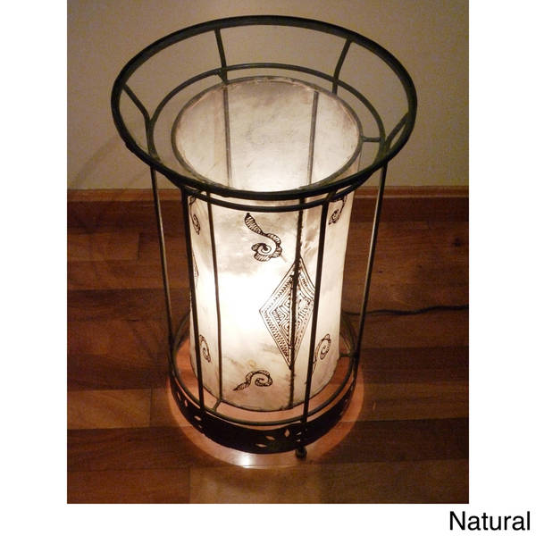 Handmade Exotic Leather 2-in-1 End Table/Lamp (Morocco)