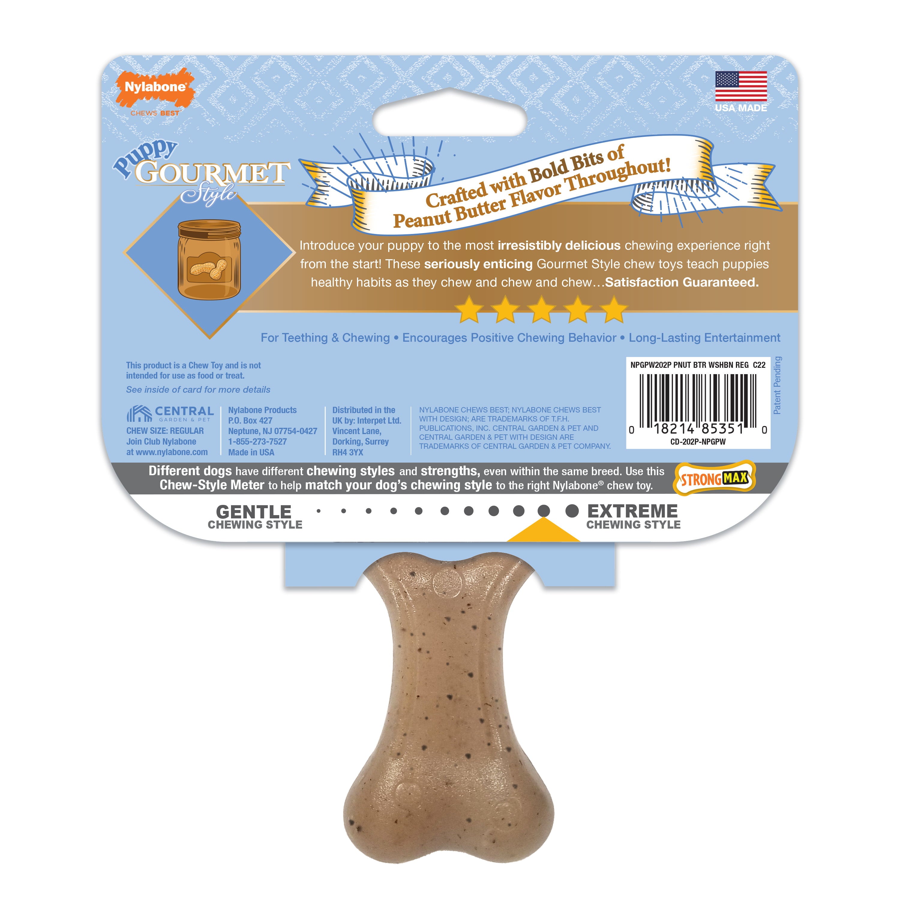 Nylabone Puppy Gourmet Style Strong Chew Toy Peanut Butter Small/Regular (1 Count)