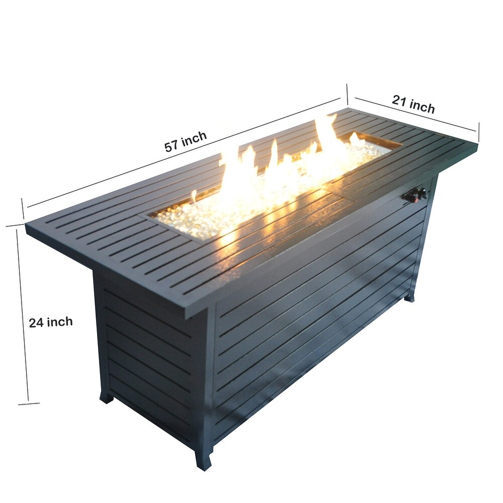 Rectangular Steel Outdoor Fire Pit Table with Control Panels