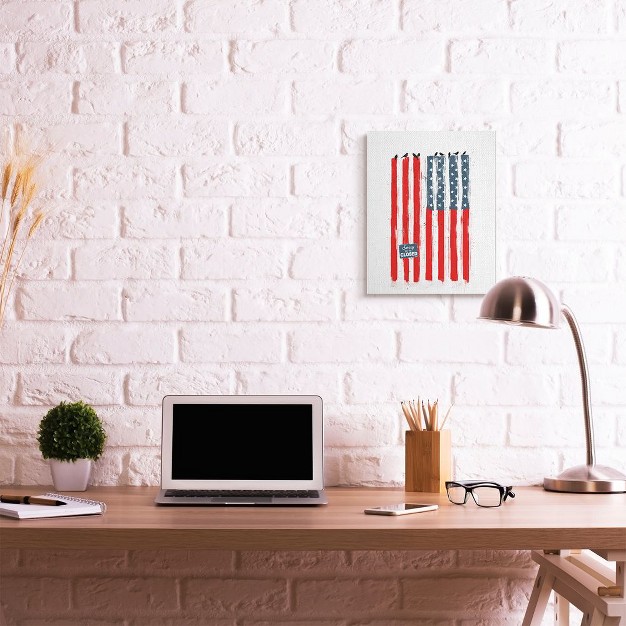 Stupell Industries American Flag Birds On Wall Political Statement Gallery Wrapped Canvas Wall Art 16 X 20