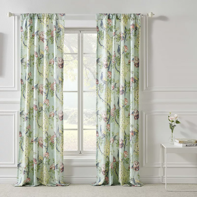 Greenland Home Pavona Enchanted Garden Curtain Panels (Set of 2) with Tiebacks， Panel Pair 84-inch L