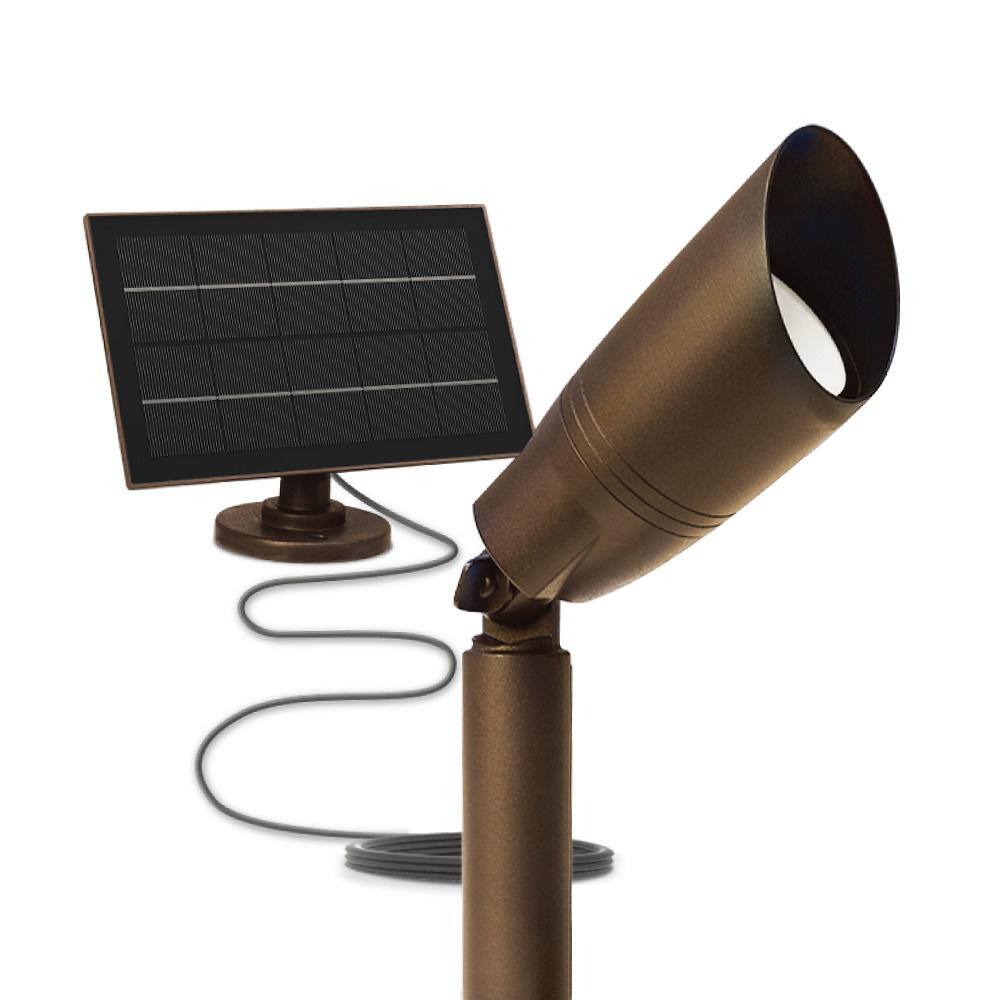 Feit Electric OneSync Landscape 300 Lumens Bronze Solar Integrated LED Outdoor Spotlight Multi-CCT Plus RGB wAdj Head Panel and Cable SPOTPANELSYNCRP