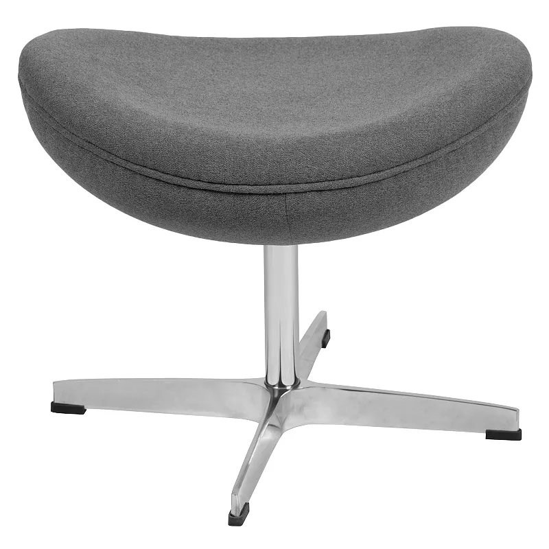 Merrick Lane Olwen Saddle Wing Ottoman Modern Faux Leather Black Footrest with Chrome Base