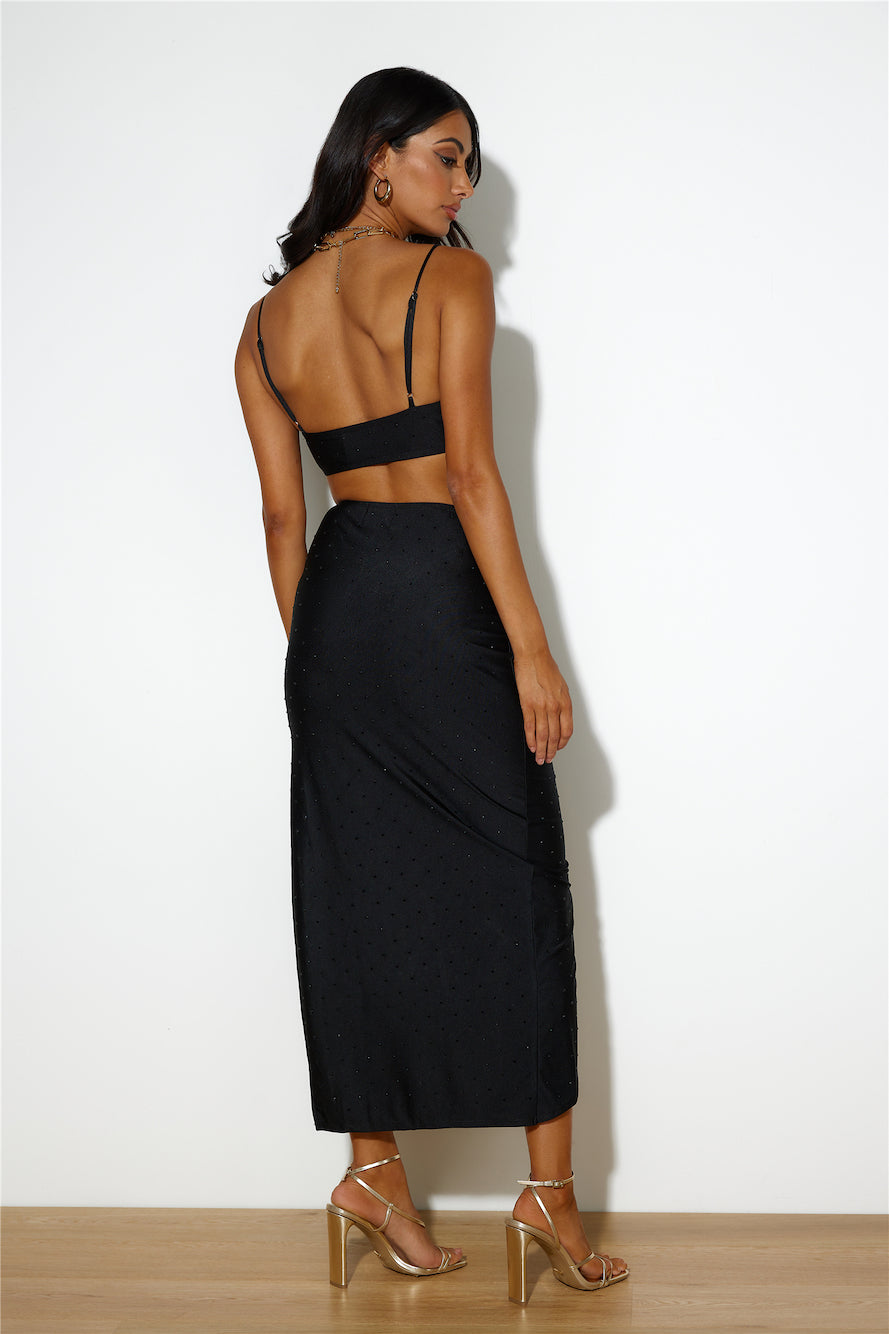 She's Got The Charm Midi Skirt Black