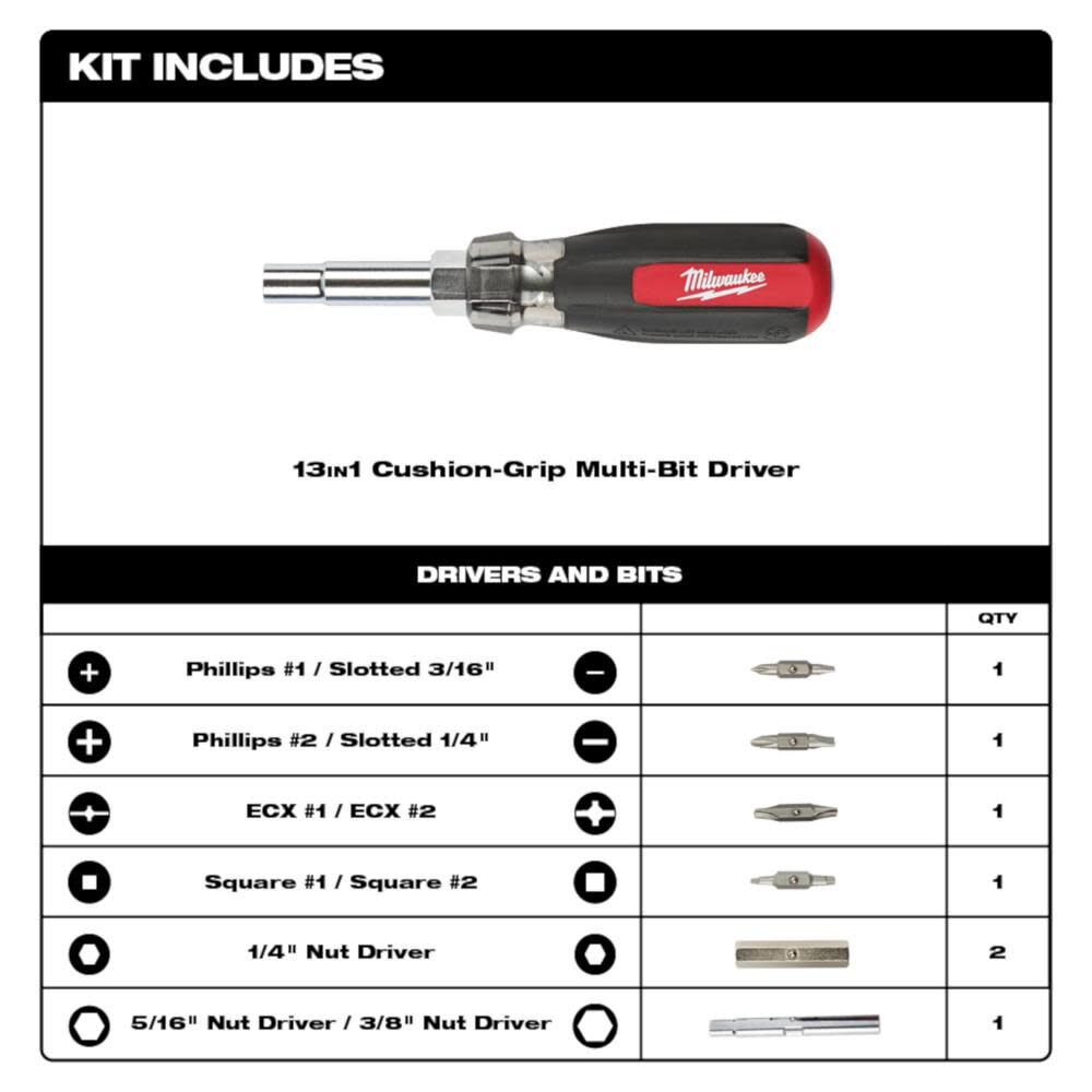 Milwaukee 13-in-1 Cushion Grip Screwdriver 48-22-2880 from Milwaukee