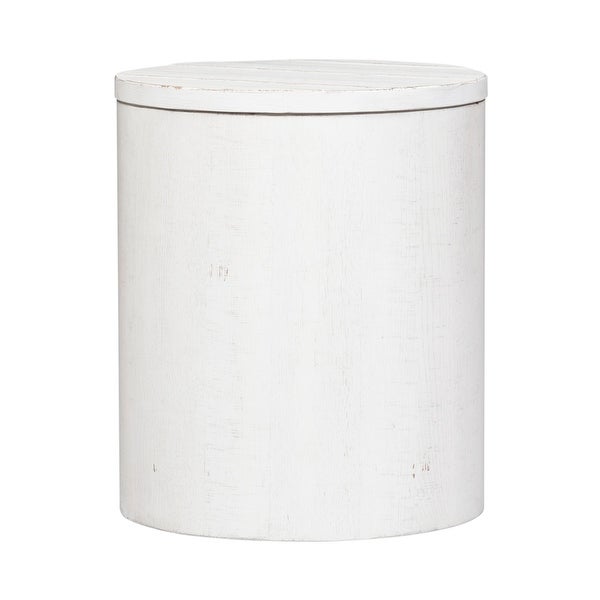 Modern Farmhouse Flea Market White Distressed Drum End Table