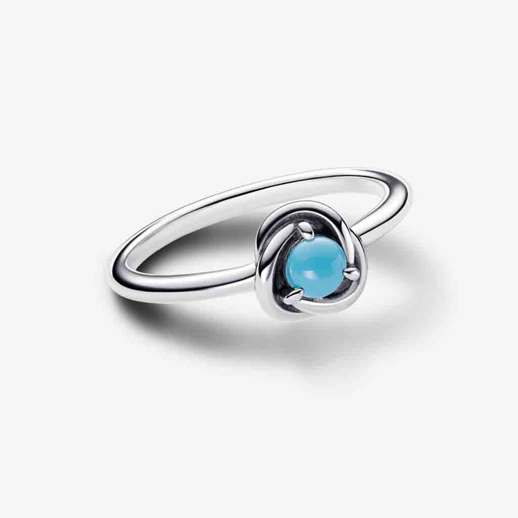 PANDORA  December Turquoise Blue Eternity Circle Ring