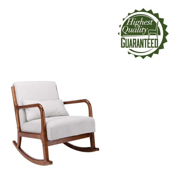 Porthos Home Ima Accent Rocking Chair， Fabric Upholstery， Rubberwood Legs