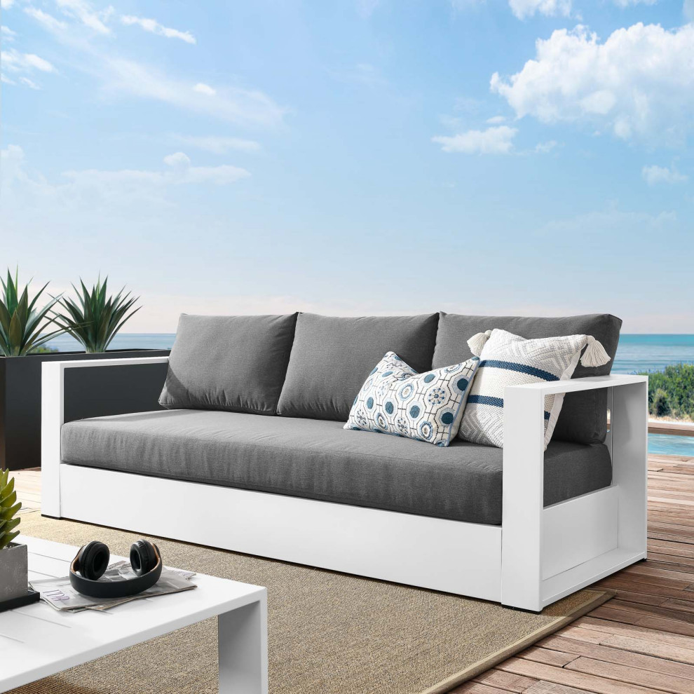 Lounge Sofa  Aluminum  Modern  Outdoor Patio Bistro Hospitality   Contemporary   Outdoor Sofas   by House Bound  Houzz