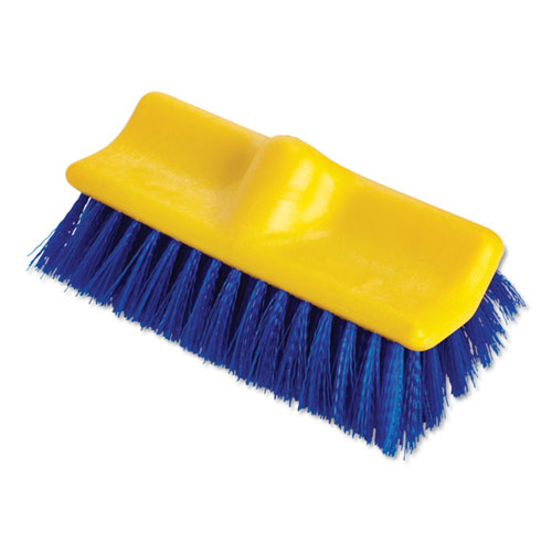 Rubbermaid Bi-Level Deck Scrub Brush | Polypropylene Fibers， 10 Plastic Block， Tapered Hole | 6337BL