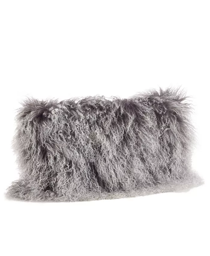 Saro Lifestyle Mongolian Wool Lamb Fur Decorative Pillow， 12