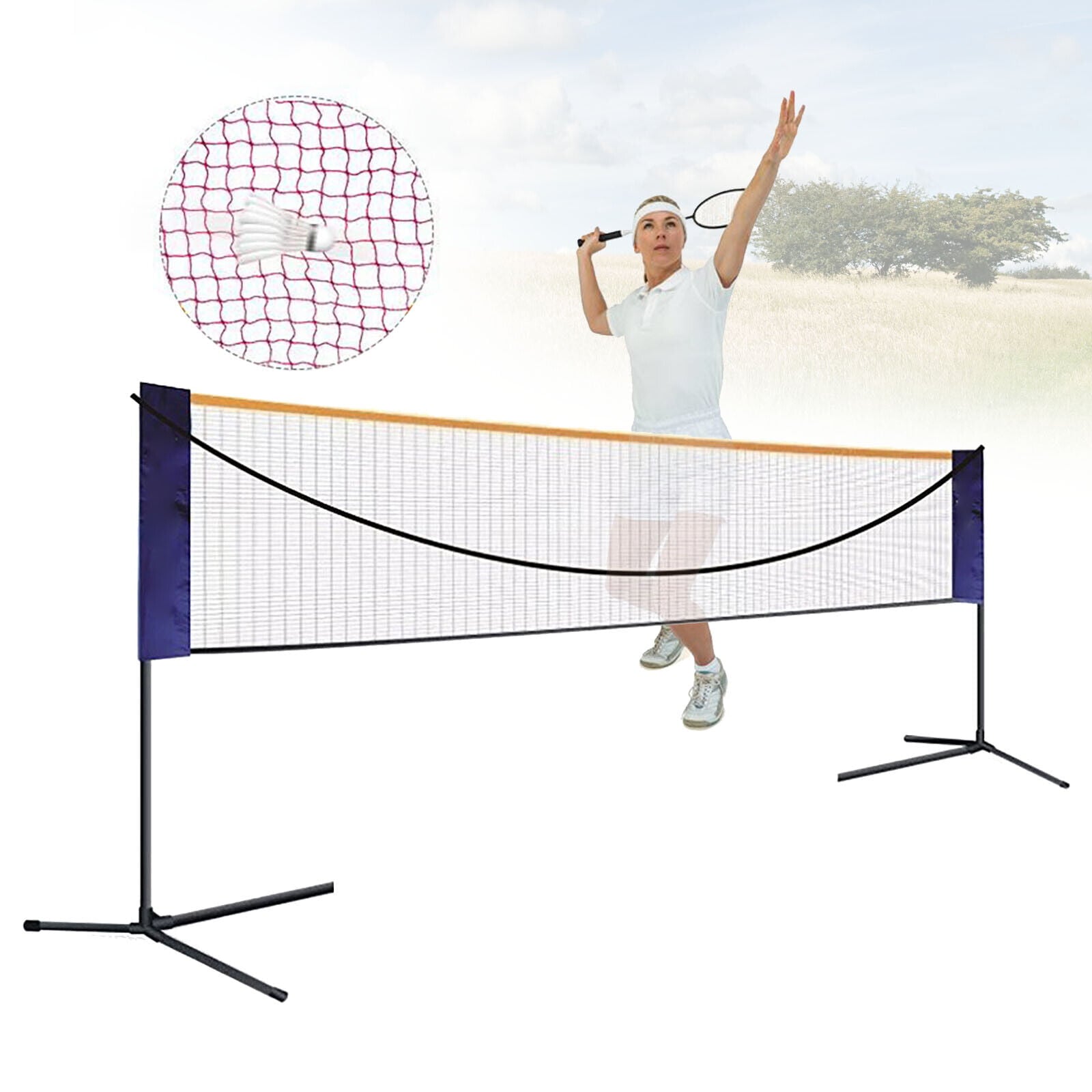 Flkoendmall Adjustable Badminton Volleyball Net Training Tool For Outdoor/Indoor Sport NEW 6.1m