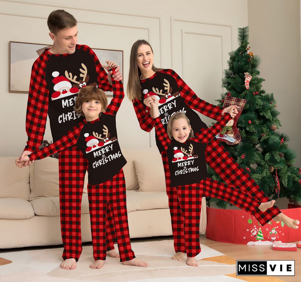 Family Christmas Pjs Elk Deer Parent-child Clothing Sets