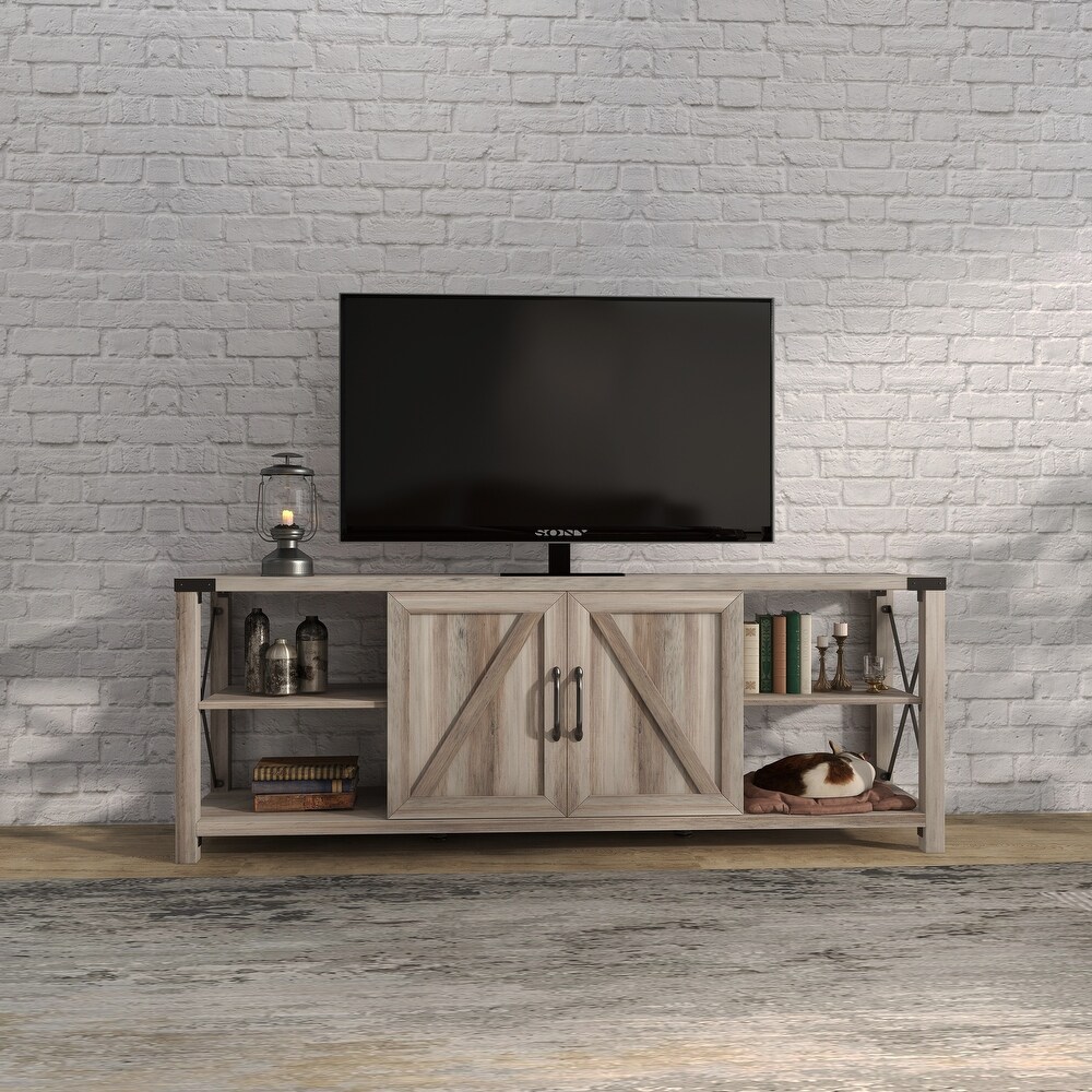 Modern Farmhouse Metal X Wood TV Stand for TVs up to 70\