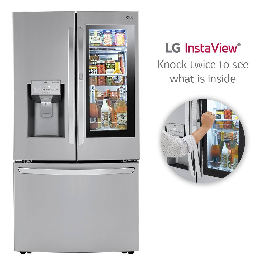 LG 23 cu. ft. French Door Smart Refrigerator w InstaView Dual and Craft Ice in PrintProof Stainless Steel Counter Depth LRFVC2406S