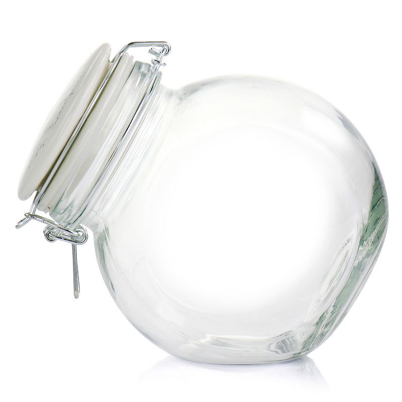 Gibson Home 1.9qt Glass Canister with Decorated Ceramic Lid