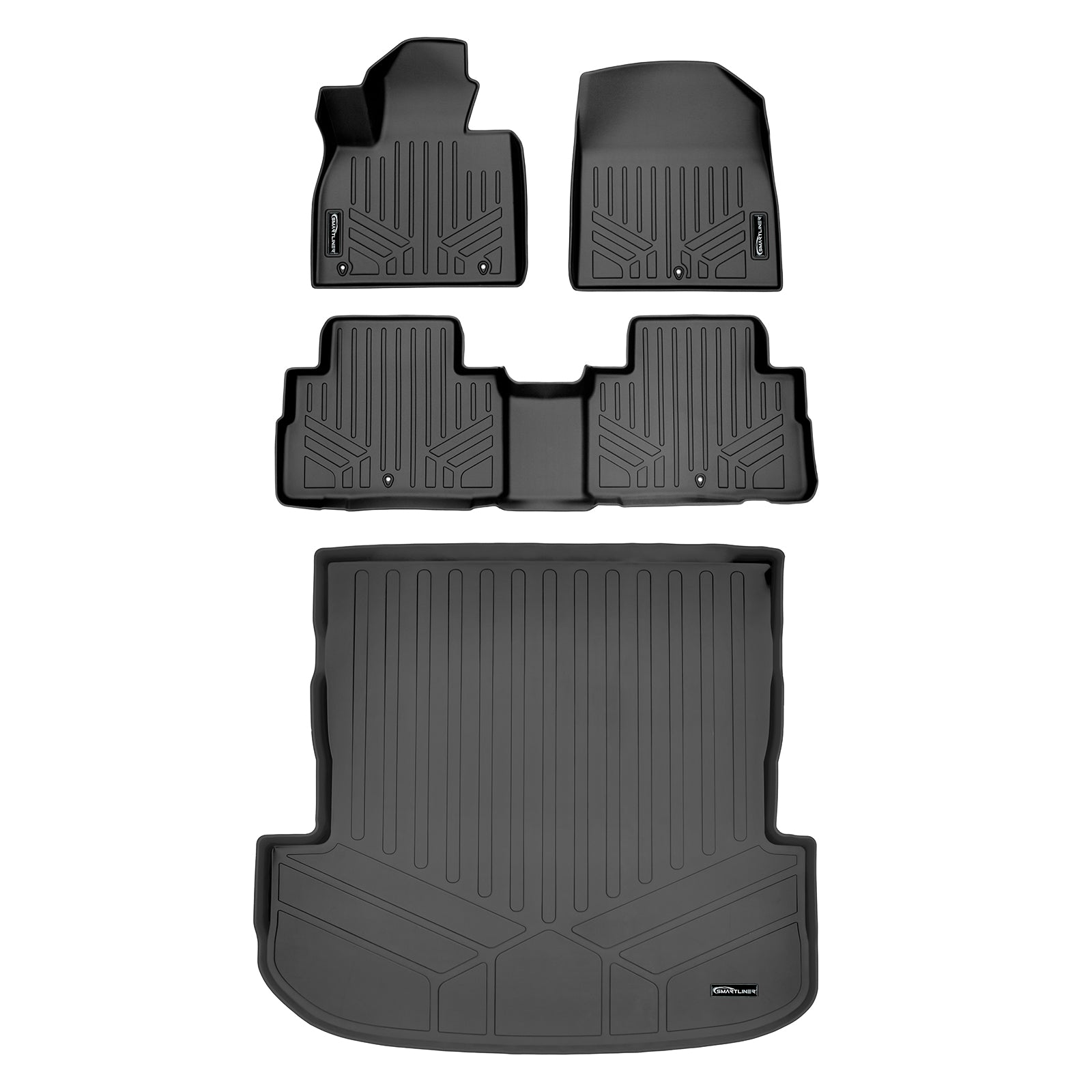 SMARTLINER Custom Floor Mats Cargo Liner Set Black 20-21 Fits Hyundai Palisade