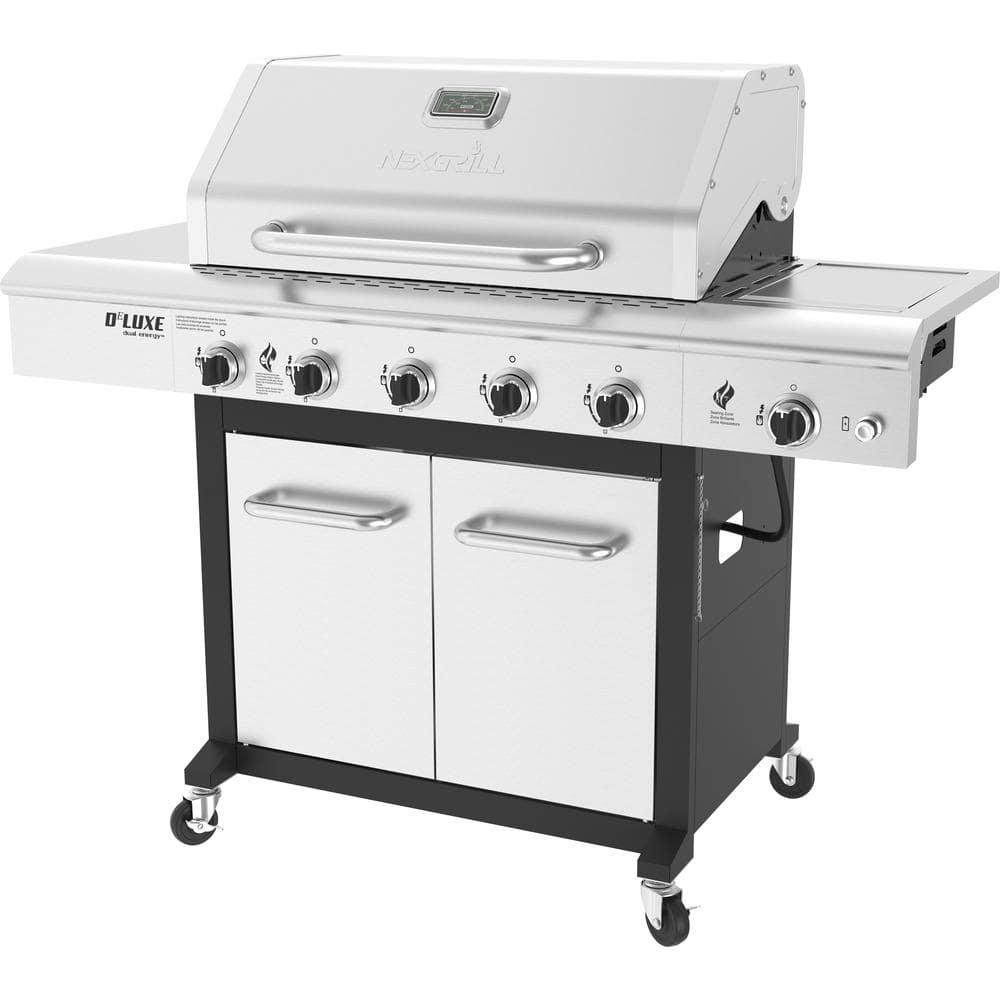 Nexgrill 5Burner Propane Gas Grill in Stainless Steel and Black with Side Burner