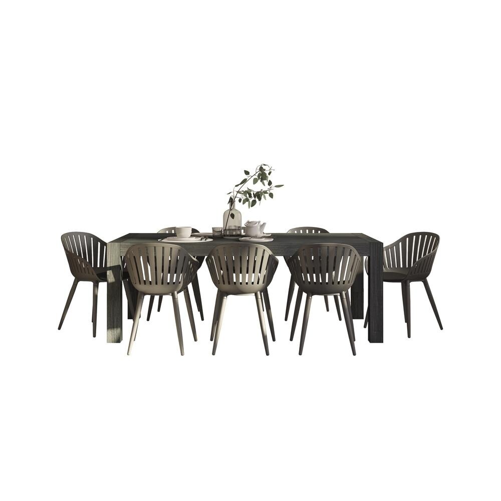 Midtown Concept Weathered Indoor Dining Room Set Dark Grey Kitchen Table with Black Dining Chairs