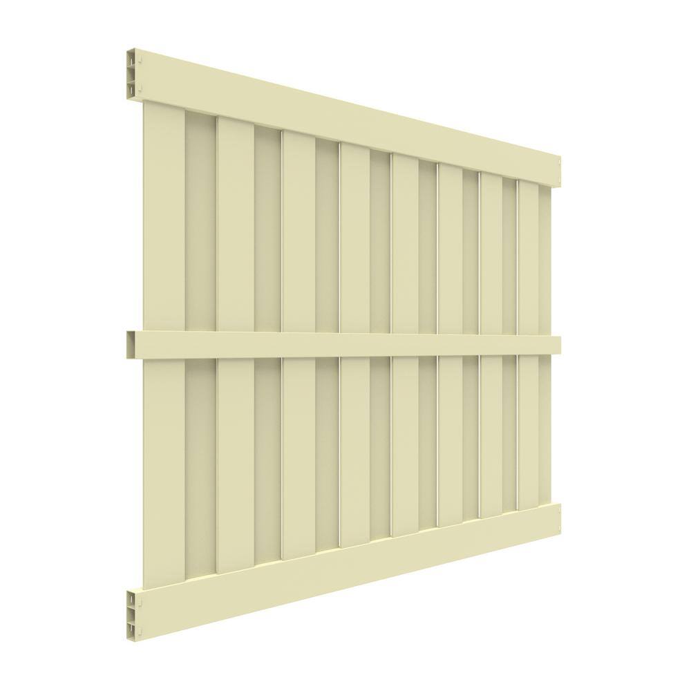 Barrette Outdoor Living Palisade 6 ft. X 8 ft. Sand Vinyl Shadowbox Fence Panel 73045697