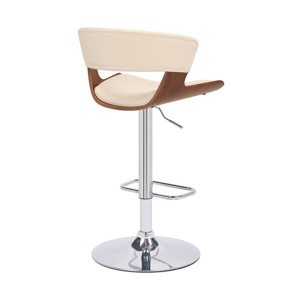 Bar Stool with Curved Leatherette Back and Swivel Mechanism - 20 L X 21 W X 43 H Inches