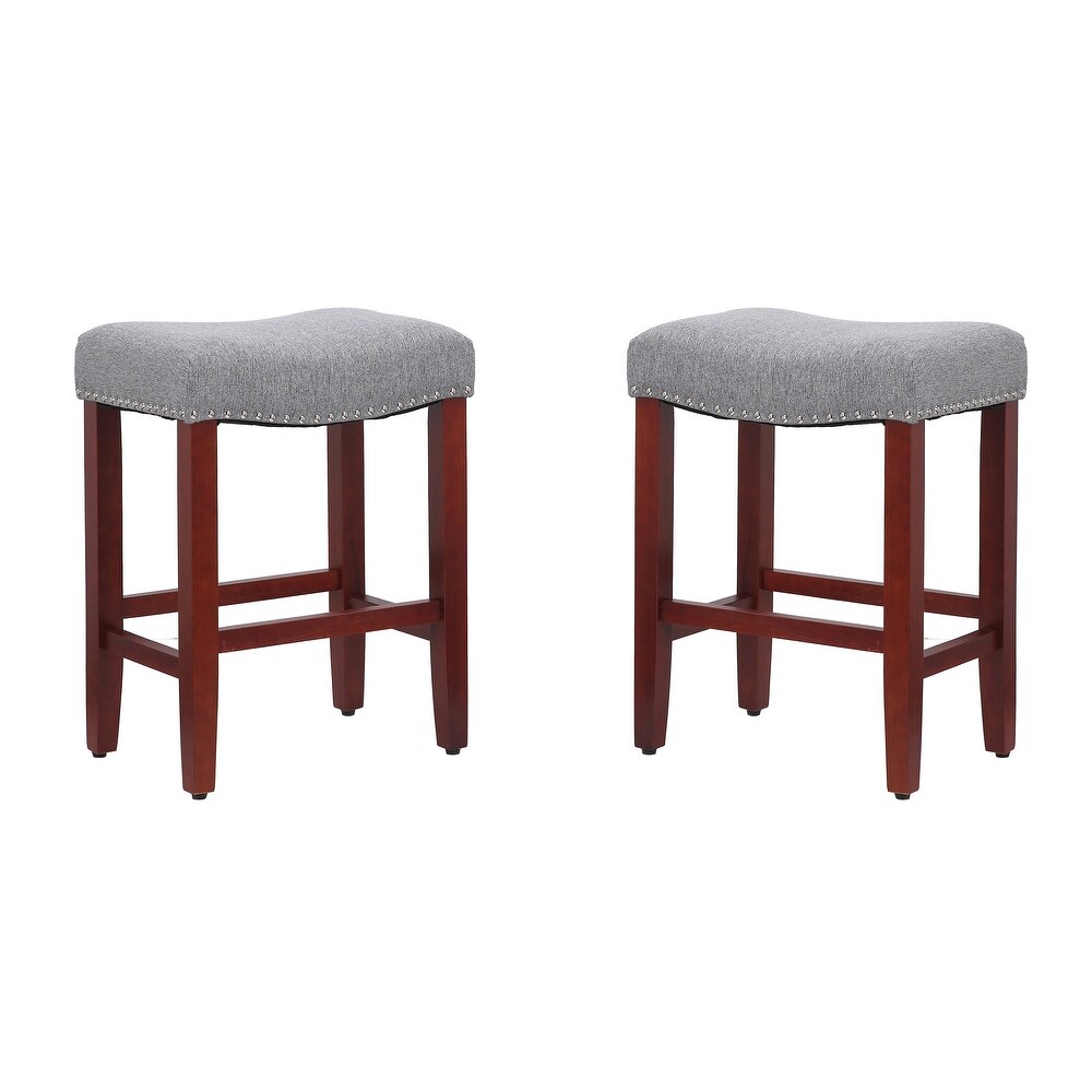 Nouvelle 24 inch Saddle Counter Stool (Set of 2)