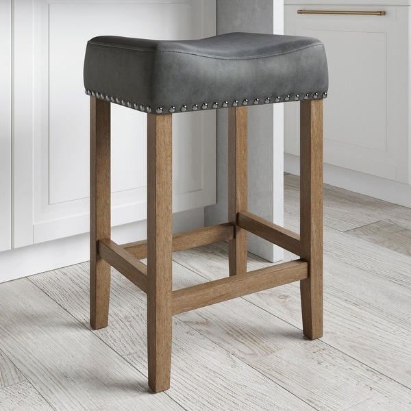 Nathan James Hylie Nailhead Wood Pub-Height Counter Bar Stool