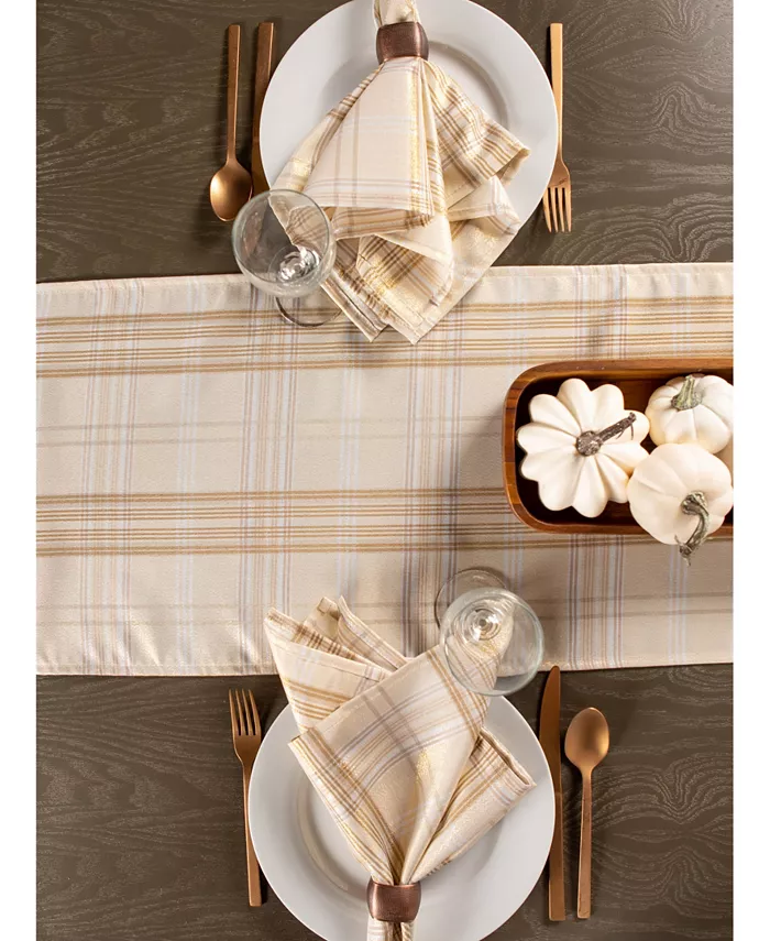 Design Imports Metallic Plaid Table Runner