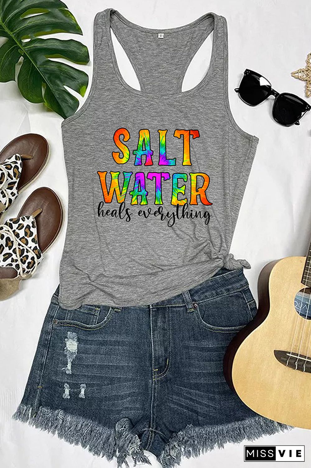 Salt Water Heels Everything Letter Print Graphic Tank Top