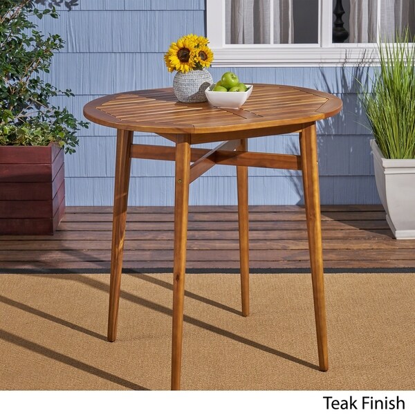 Stamford Outdoor Rustic Acacia Wood Slat Top Bar Table by Christopher Knight Home