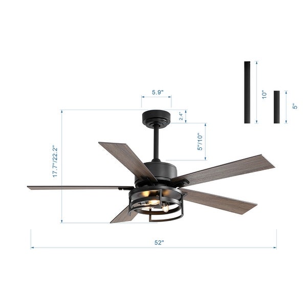 52 in. Indoor Black Ceiling Fan with Light Kit and Remote Control Included Shopping - The Best Deals on Ceiling Fans | 41525208