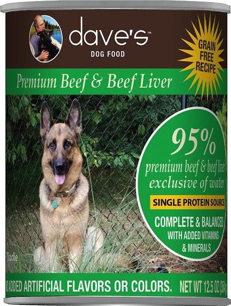 Dave's Pet Food 95% Premium Beef and Beef Liver Grain-Free Recipe Canned Dog Food